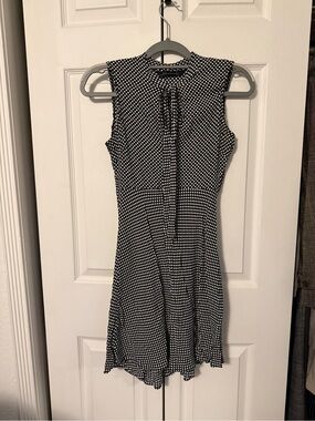 Zara Black and White Polka Dot Sleeveless Mini Dress